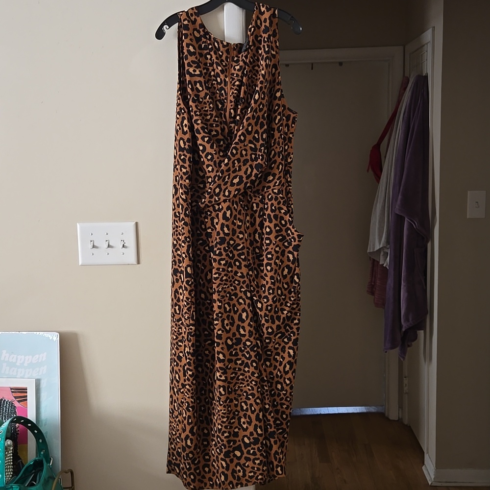 Worthington Brown Leopard Wide Leg Jumpsuit - Size 2X